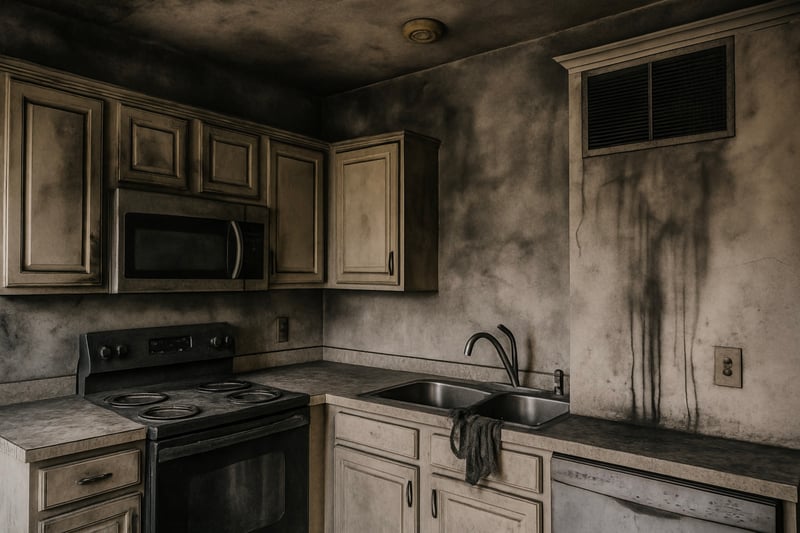 smoke damaged kitchen